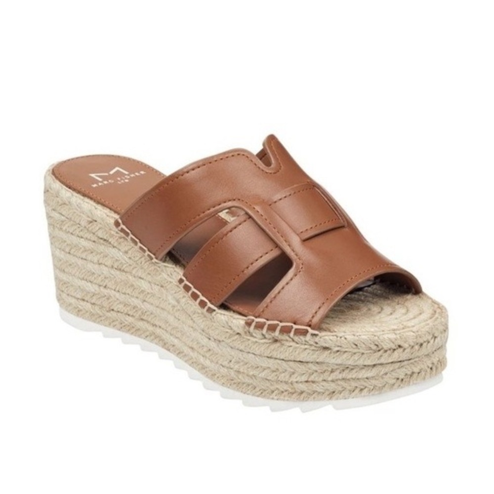 Marc Fisher LTD Robbyn Espadrille Wedge Sandal Womens 9 Beach‎ Leather Platform